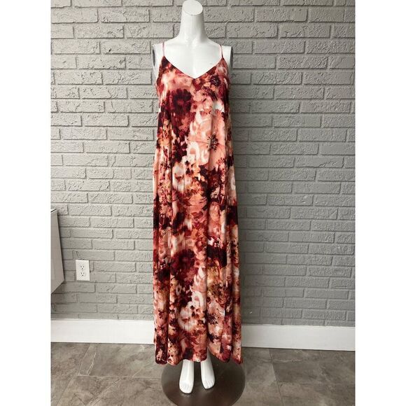Nicole Miller Women Satin Floral Print Halter Maxi Dress Size XS - Picture 1 of 10
